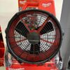 Milwaukee M18 cordless portable jobsite fan with brushless motor, 360-degree head rotation, AC power port, and durable cooling design.